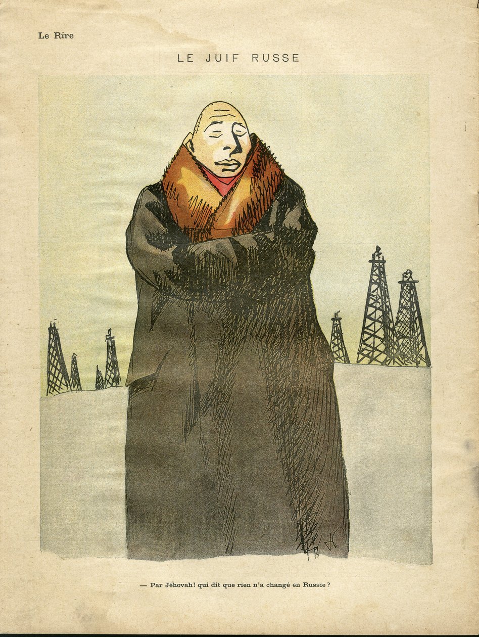 Illustration af Hermann-Paul (1864-1940) i Le Lire, ca. 1935 - Den russiske jøde - antisemitisme, petroleum - jøde af Rene George Hermann Paul