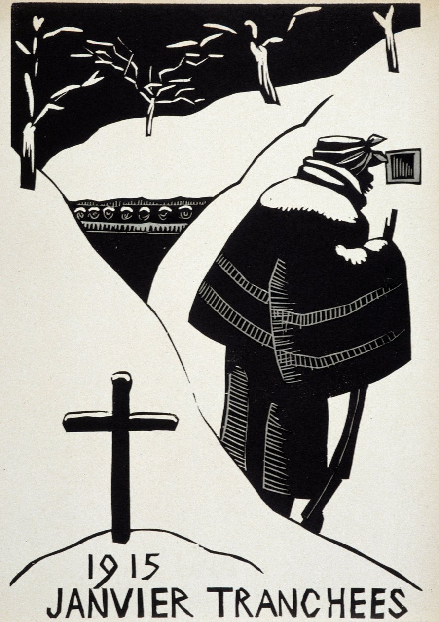 Januar 1915: les skyttegravene - i "" Krigskalender"", ill. af Herman-Paul, Librairie Lutetia, Paris af Rene George Hermann Paul