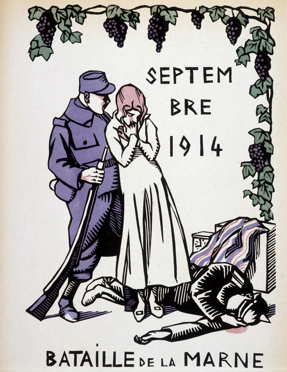 September 1914: Slaget ved Marne - tegning af Herman Paul, i "" Krigskalender"" udg. 1916 af Rene George Hermann Paul