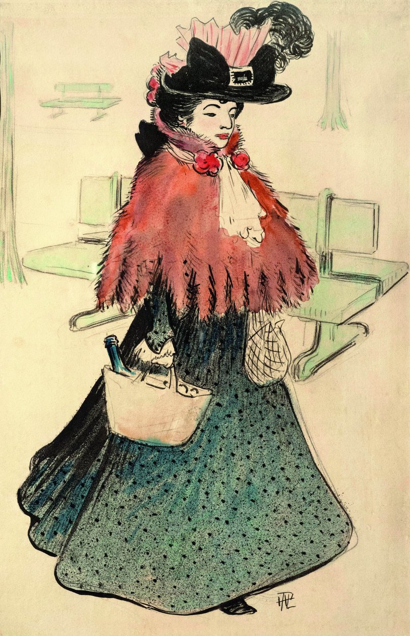 Den smukke jødinde tager på indkøb. Bladet Le Rire, 1896. af Rene Georges Hermann Paul