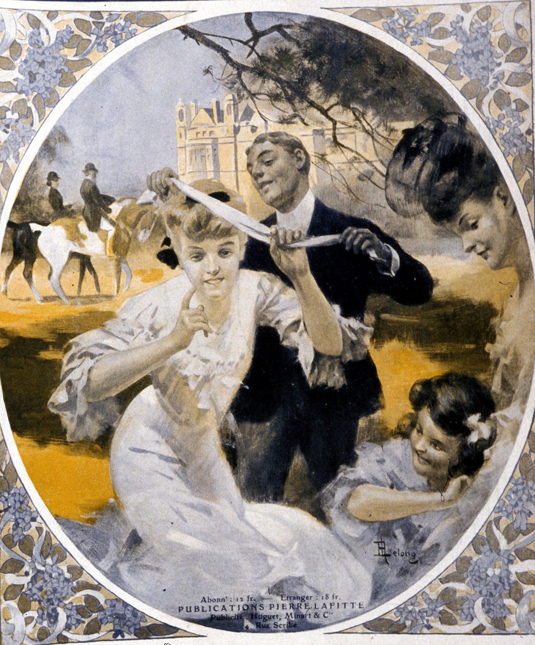 Havespil: forberedelse af et spil kulmule mesh, begyndelsen af århundredet. Illustration af Rene Lelong (1871-1933) af Rene Lelong