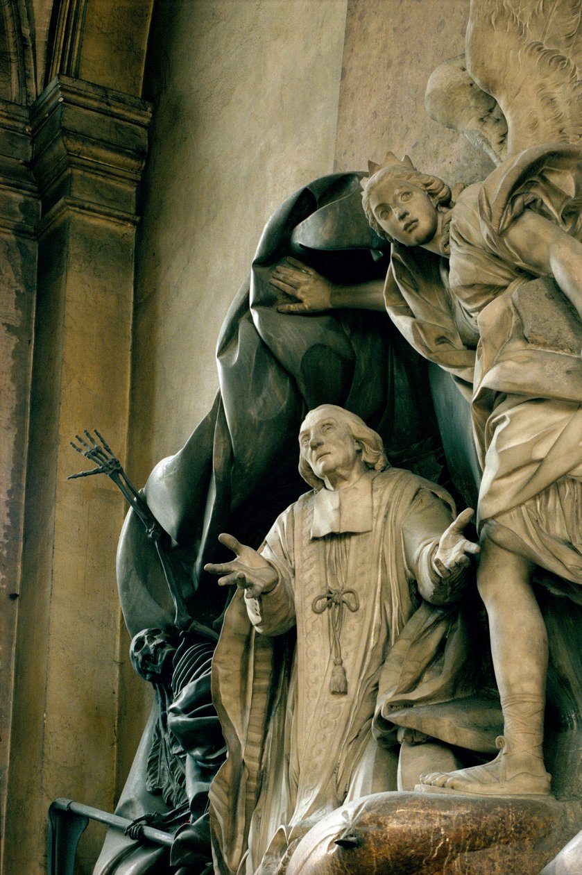 Detalje af graven til Jean Baptiste Joseph Languet de Gergy 1675-1750 1757 marmor og træ se også 252652 af Rene Michel Slodtz