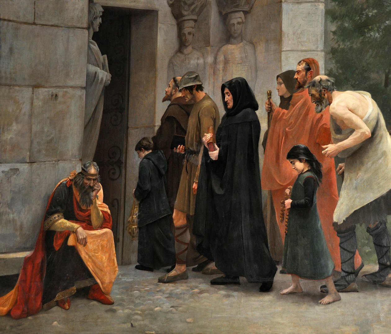 Raymond VI greve af Toulouse bliver ekskommunikeret (detalje) (olie på lærred) af Rene Ravaut