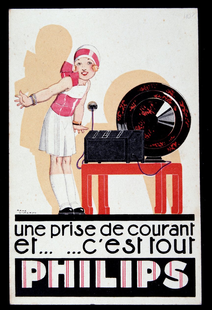 Reklame for radioapparatet Philips, v.1930 af Rene Vincent