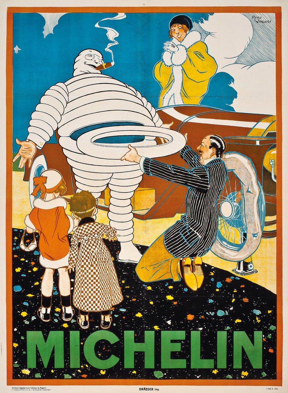 Reklameplakat for Michelin, ca. 1925 af Rene Vincent