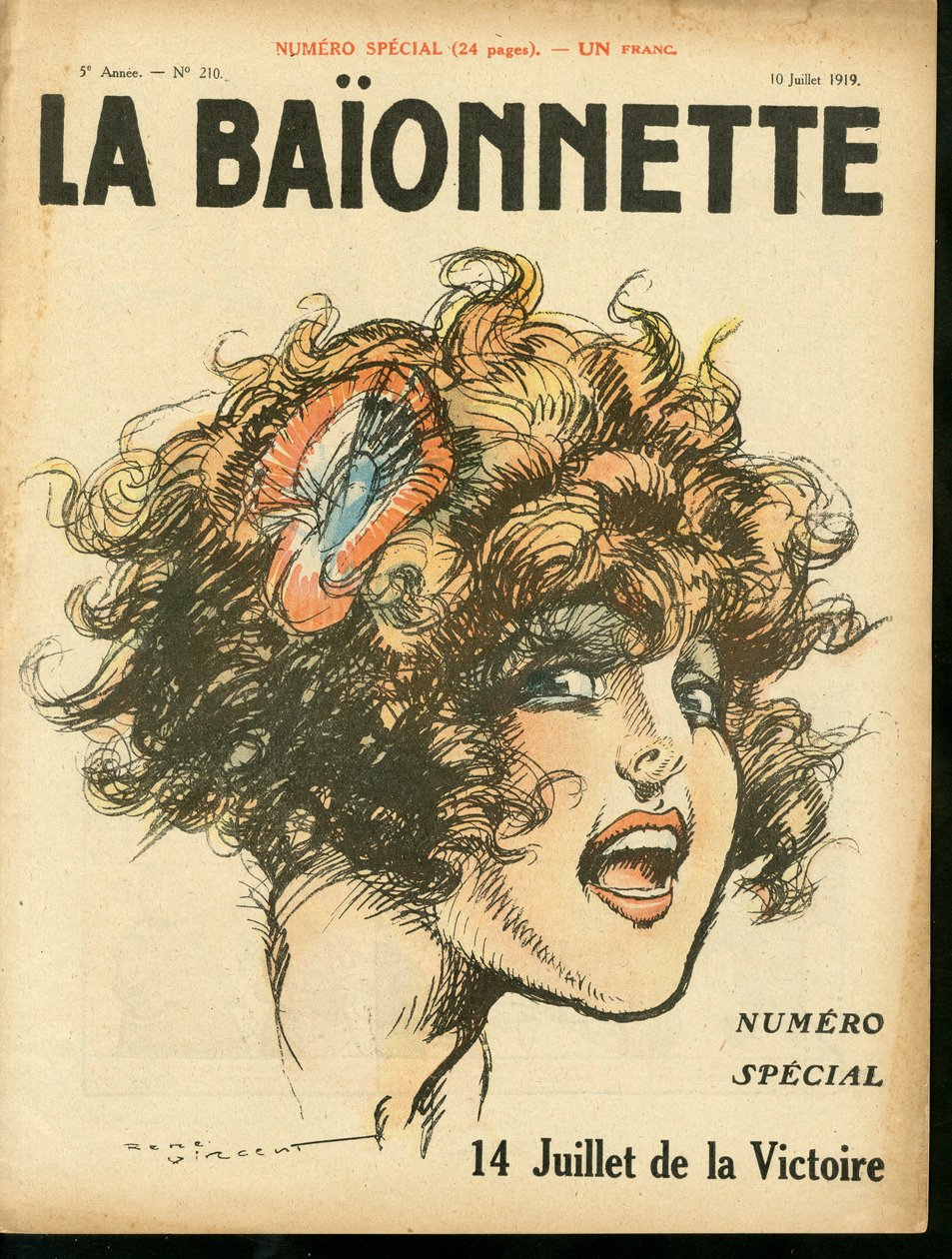 Cover af "La Baionnette", nummer 210, Satirisk i farver af Rene Vincent