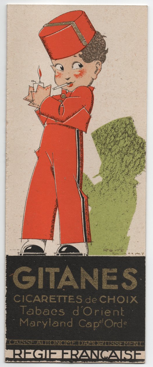 Gitanes Cigaretter, ca. 1930 (Stenciltryk) af Rene Vincent