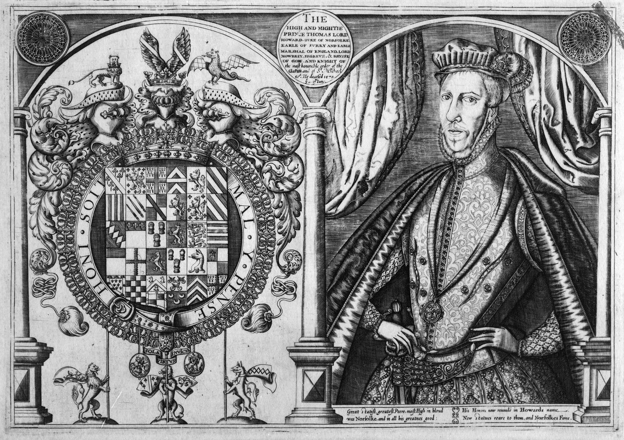 Thomas Howard, 4. hertug af Norfolk og hans våbenskjold, 1616 af Renold Elstrack