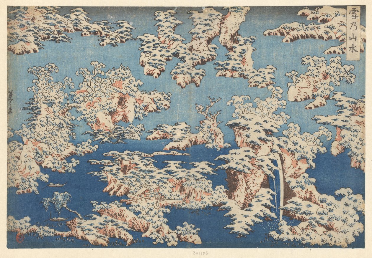 Sneeuwlandschap Yuki no sansui (titel på objekt) af Renshi