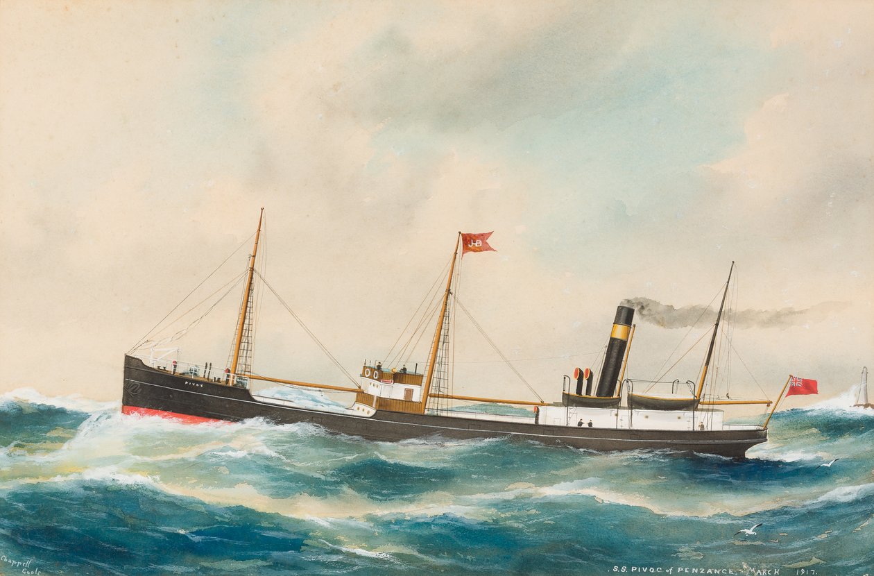 SS Pivoc, 1917 (wc på papir) af Reuben Chappell