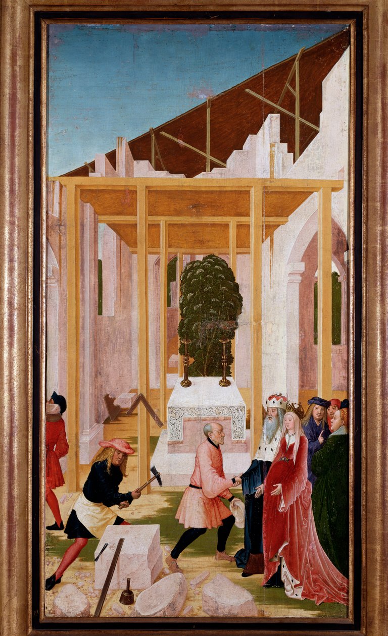 Opførelsen af Klosterneuburg-klosteret (Østrig) (maleri af Reuland  Frueauf the Elder