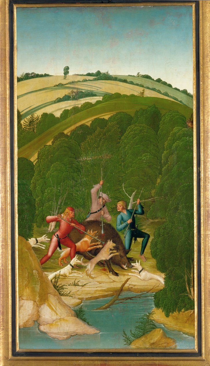 Boarhunt. Panel fra Sankt Leopolds alter (tempera på træ) af Reuland the Elder Frueauf