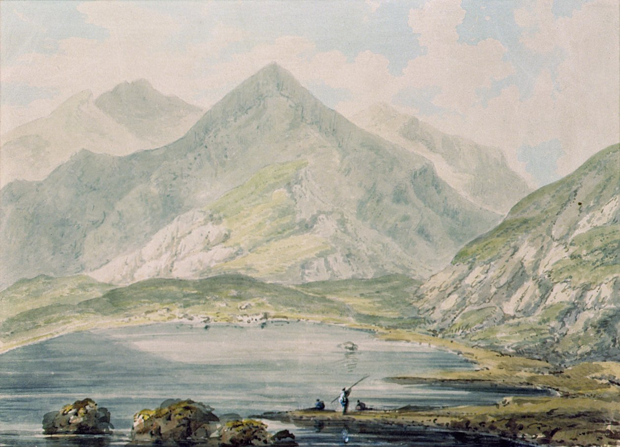 Udsigt over Snowdon (wc på papir) af Rev. Richard Salvey Booth