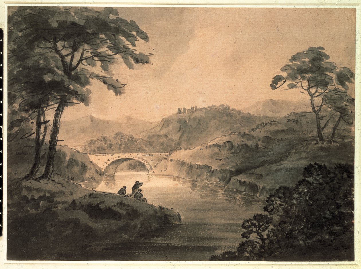 Landskab (pen og blækvask) af Rev. William Gilpin