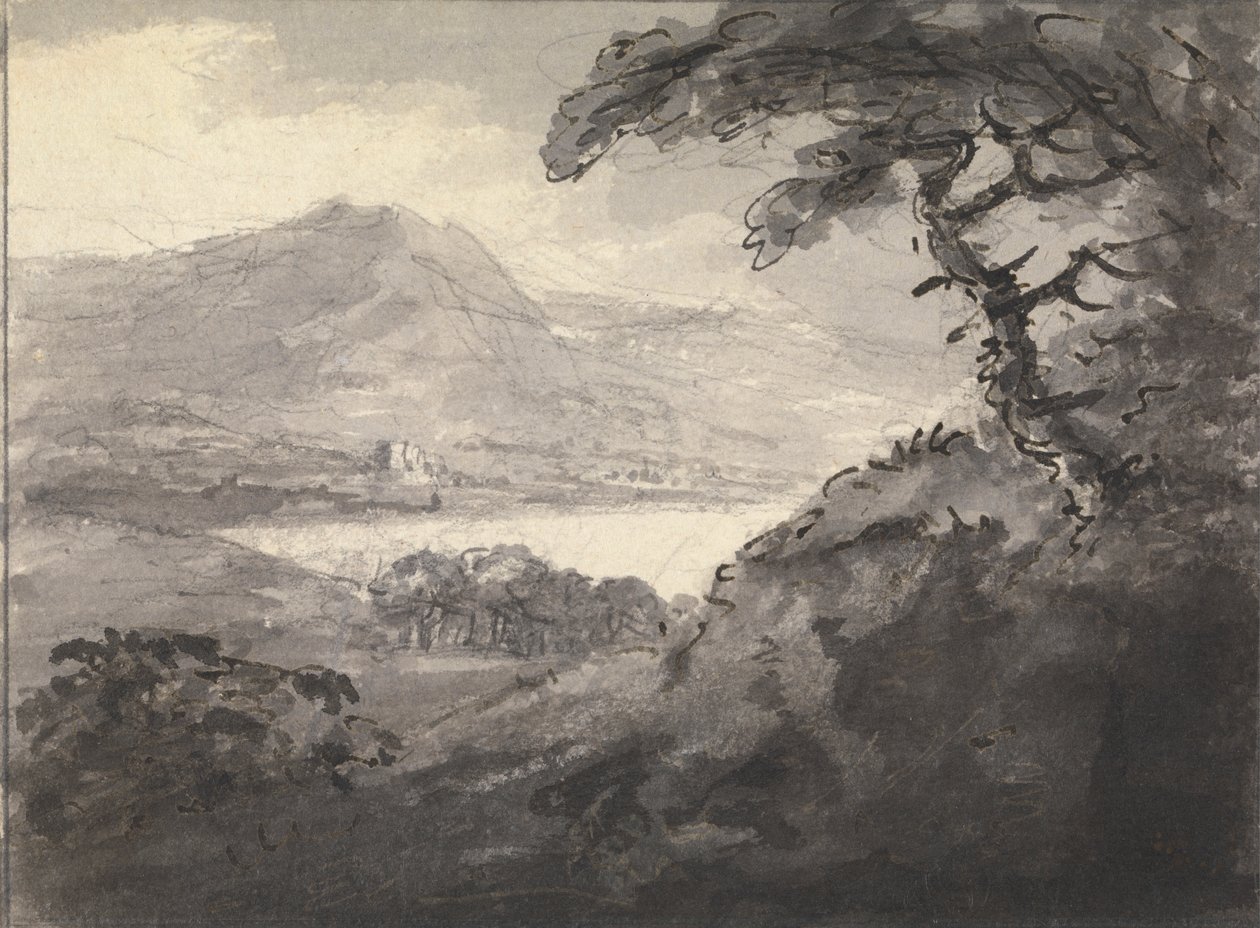 Bjerglandskab med en sø af Rev. William Gilpin