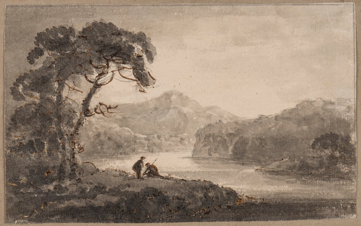 Flodlandskab (pen, pensel og blæk på papir) af Rev. William Gilpin