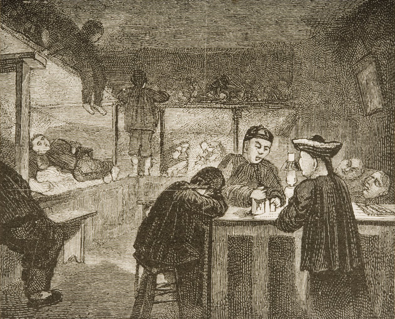 En kinesisk opiumhule i San Francisco i 1870