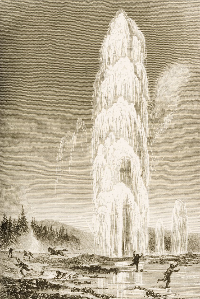 Giantess Geyser i Yellowstone National Park i udbrud i løbet af 1870