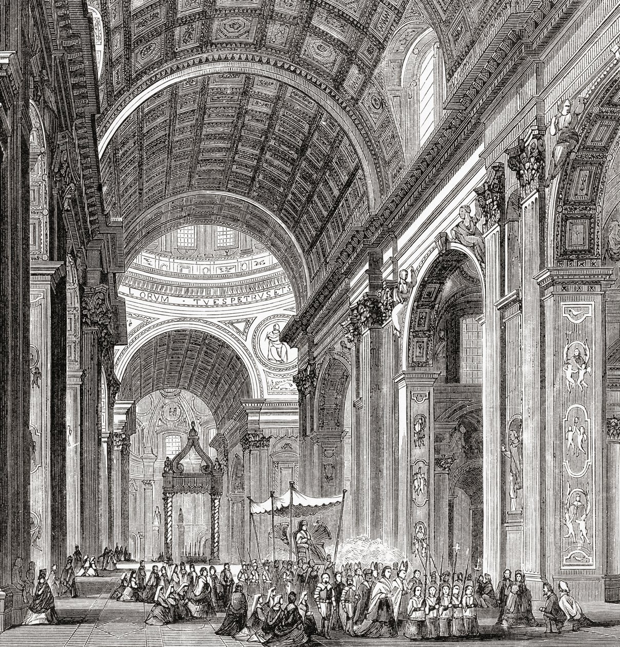 En procession inde i Peterskirken, Vatikanstaten, Rom, Italien i slutningen af det 19. århundrede. Fra Italian Pictures af Rev. Samuel Manning, udgivet ca. 1890. af Reverend Samuel Manning