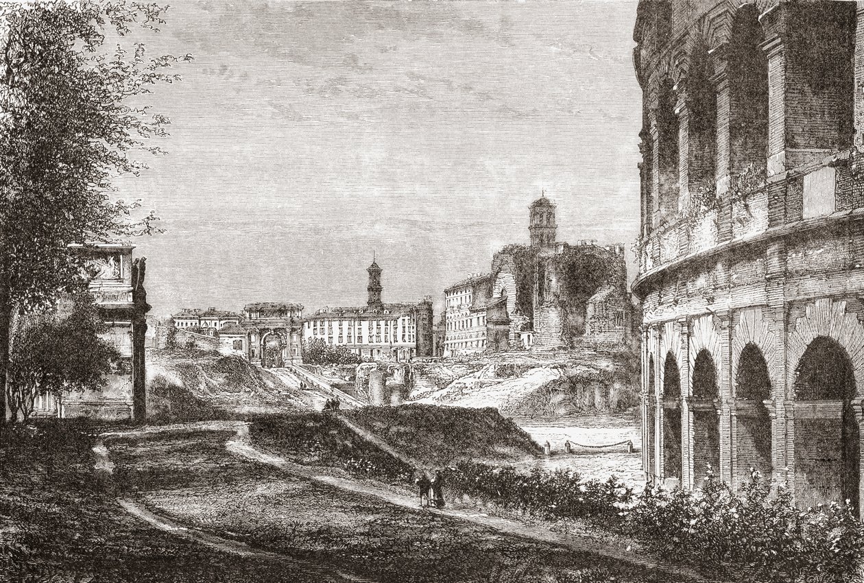 Indgang til Forum fra Cellian Hill, Rom, Italien i slutningen af det 19. århundrede. Fra Italian Pictures af Rev. Samuel Manning, udgivet ca. 1890. af Reverend Samuel Manning