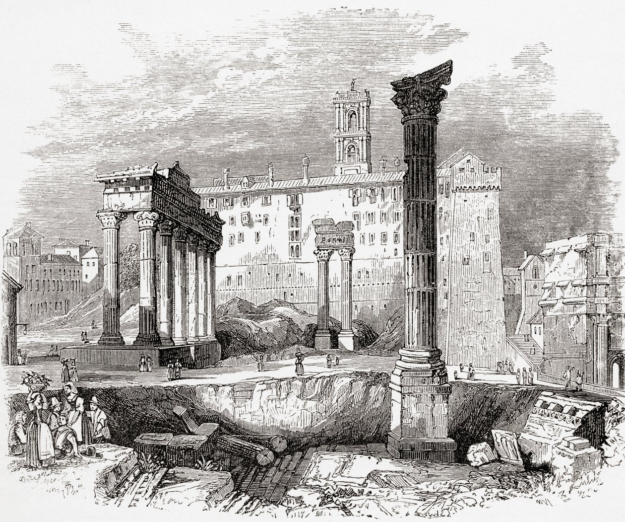 På Forum, med udsigt til Capitol, Rom, Italien i slutningen af det 19. århundrede. Fra Italian Pictures af Rev. Samuel Manning, udgivet ca. 1890. af Reverend Samuel Manning