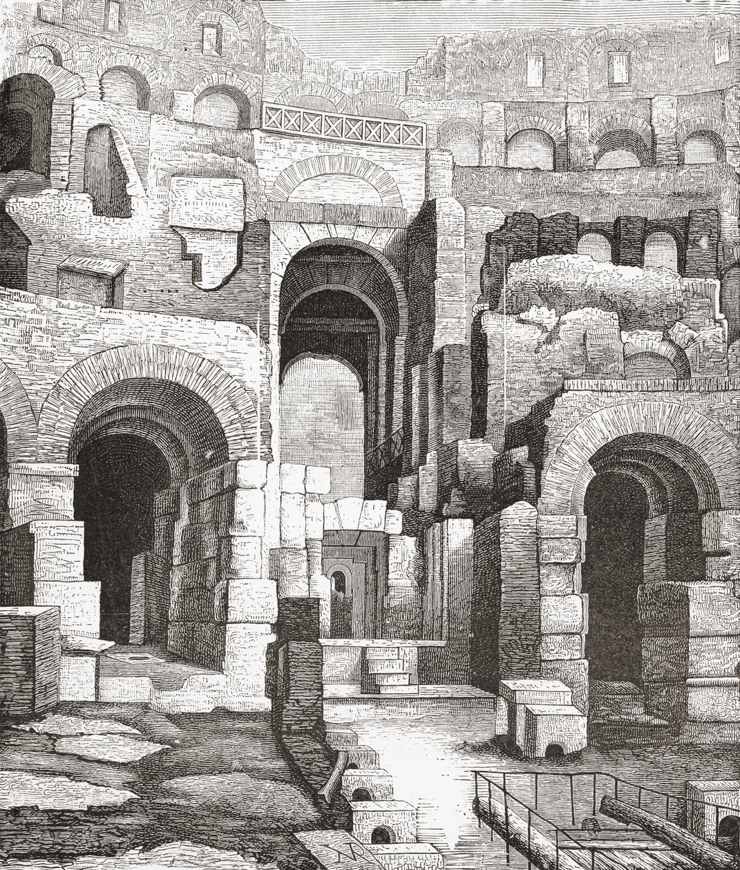 Interiør af Colosseum, Rom, Italien efter udgravningerne i 1874. Fra Italian Pictures af Rev. Samuel Manning, udgivet ca. 1890. af Reverend Samuel Manning