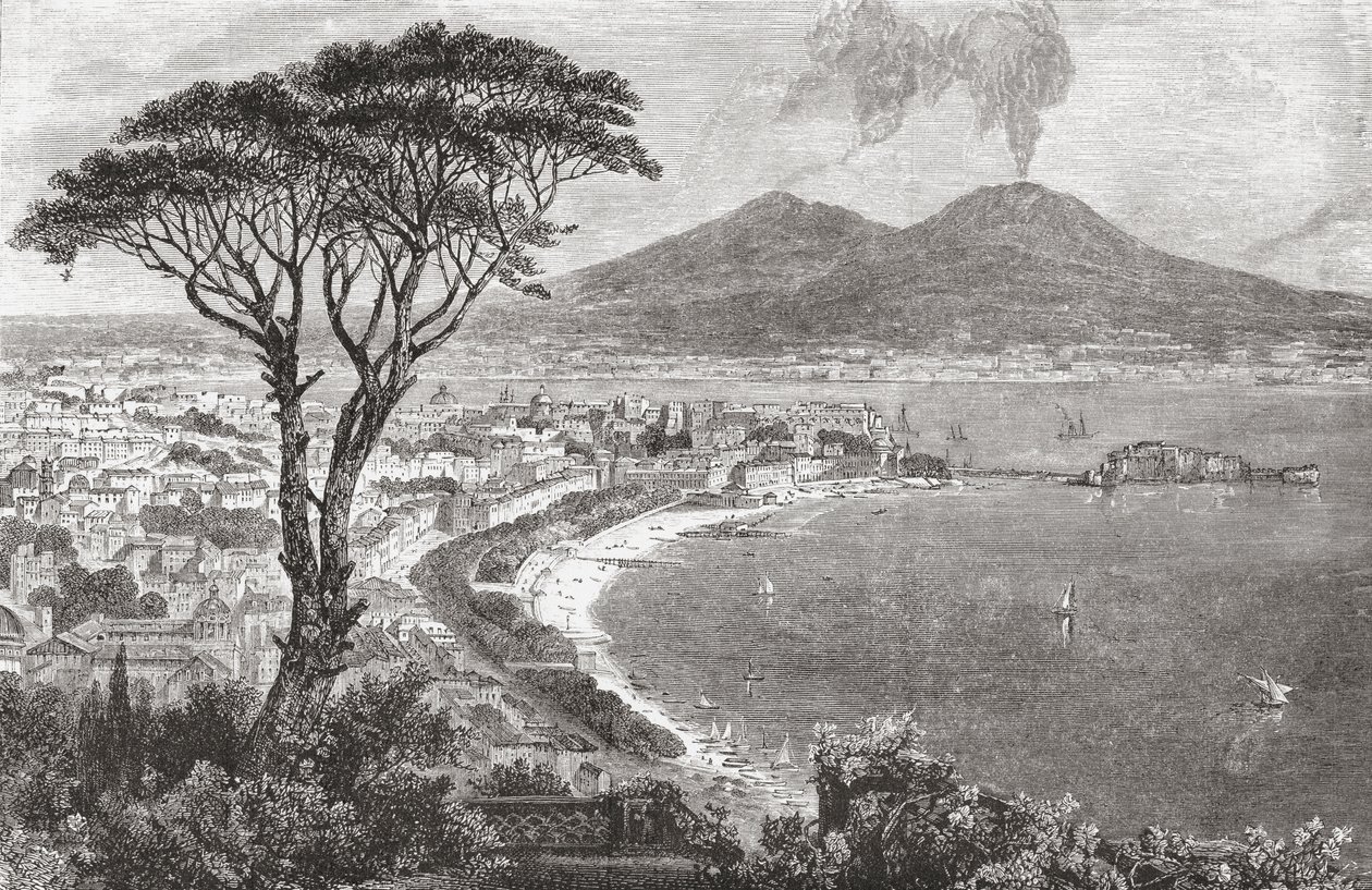 Napoli og Vesuv, Italien i slutningen af det 19. århundrede. Fra Italian Pictures af Rev. Samuel Manning, udgivet ca. 1890. af Reverend Samuel Manning