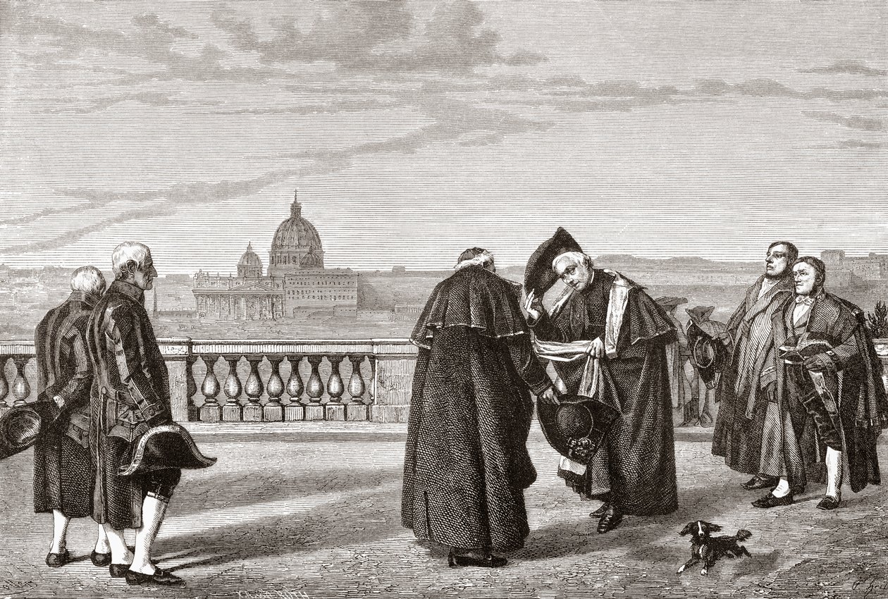På Pinciushøjen, Rom, Italien, med Peterskirken i baggrunden i slutningen af det 19. århundrede. Fra Italian Pictures af Rev. Samuel Manning, udgivet ca. 1890. af Reverend Samuel Manning