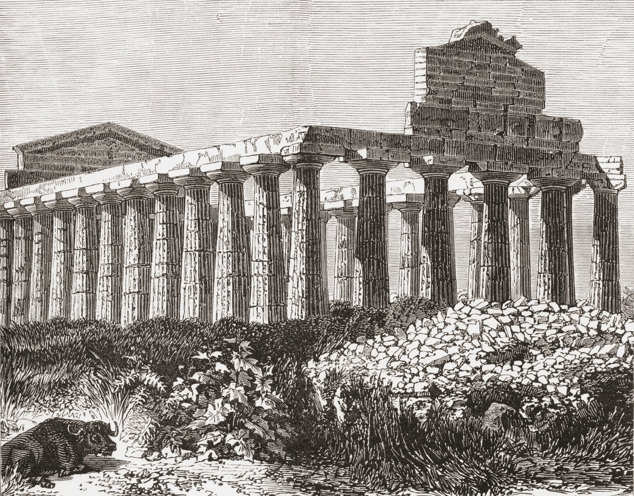 Templet i Paestum, Italien i slutningen af det 19. århundrede. Fra Italian Pictures af Rev. Samuel Manning, udgivet ca. 1890. af Reverend Samuel Manning