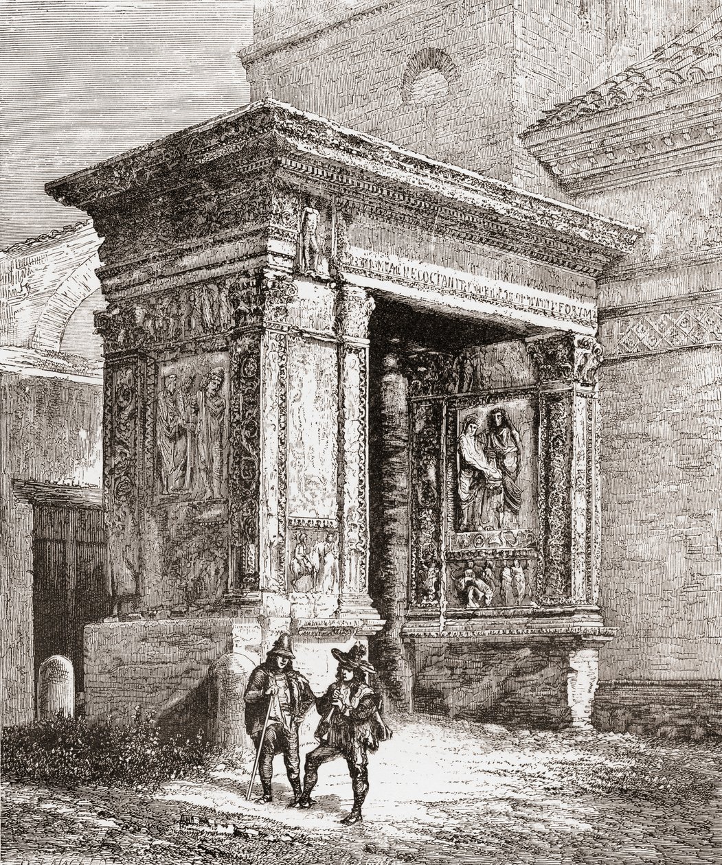 Arcus Argentariorum i den vestlige væg i San Giorgio al Velabro-kirken i Rom, Italien, i slutningen af det 19. århundrede. Fra Italian Pictures af Rev. Samuel Manning, udgivet ca. 1890. af Reverend Samuel Manning