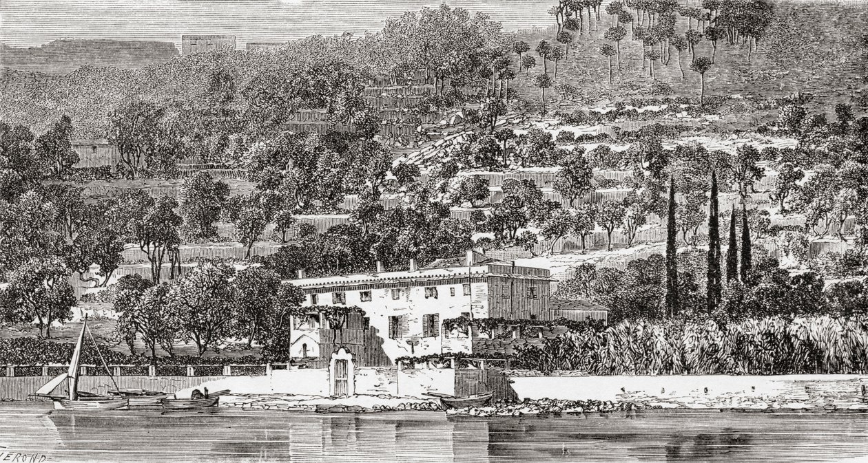 Øen Palmaria, overfor La Spezzia, Italien i slutningen af det 19. århundrede. Fra Italian Pictures af Rev. Samuel Manning, udgivet ca. 1890. af Reverend Samuel Manning