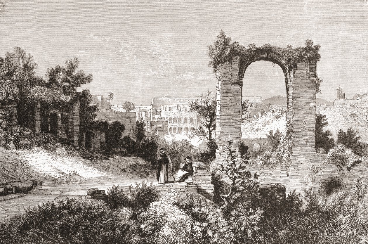 Palatinen fra Aventinerhøjen, Rom, Italien i slutningen af det 19. århundrede. Fra Italian Pictures af Rev. Samuel Manning, udgivet ca. 1890. af Reverend Samuel Manning