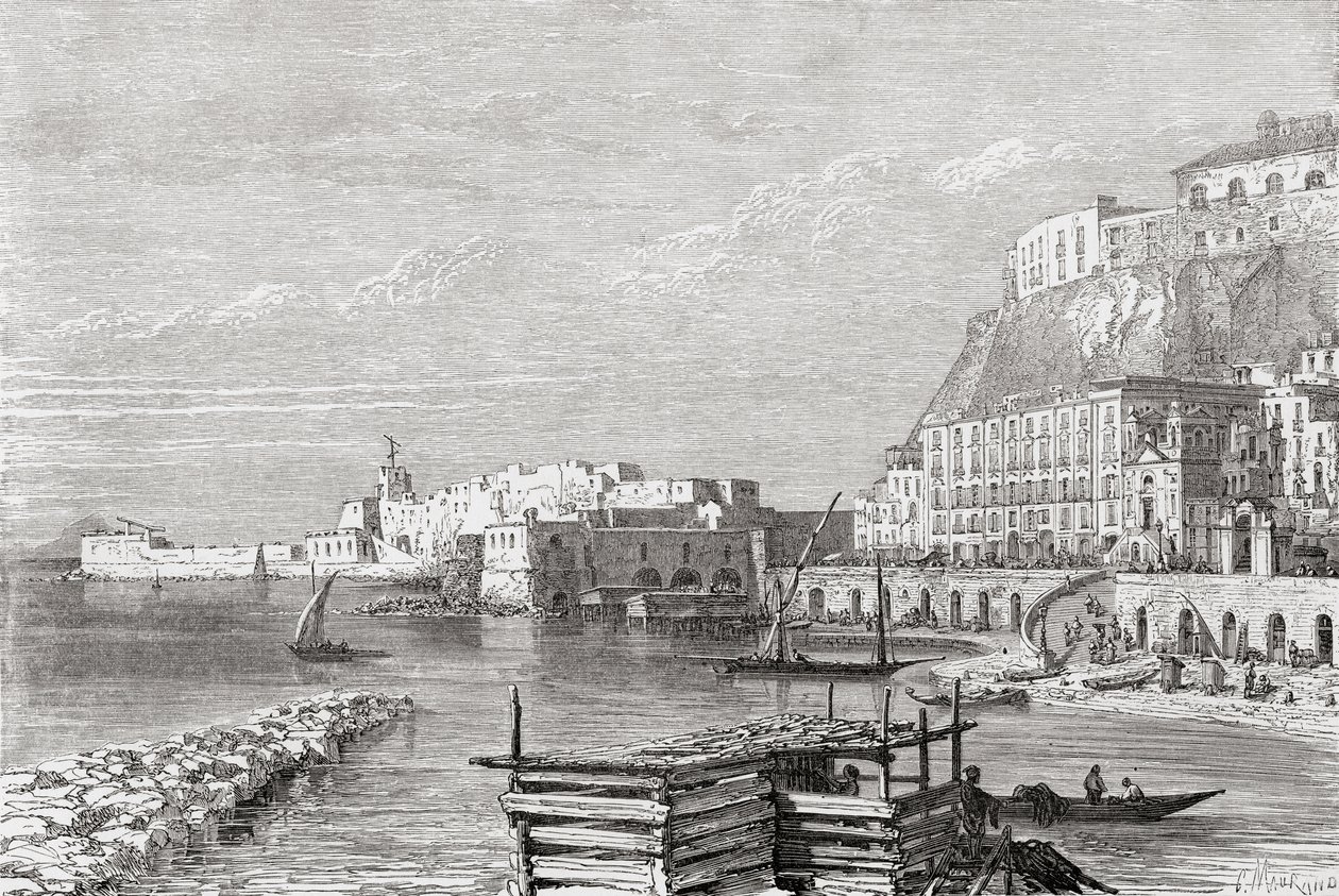 Kajen ved Santa Lucia, Napoli, Italien i slutningen af det 19. århundrede. Fra Italian Pictures af Rev. Samuel Manning, udgivet ca. 1890. af Reverend Samuel Manning