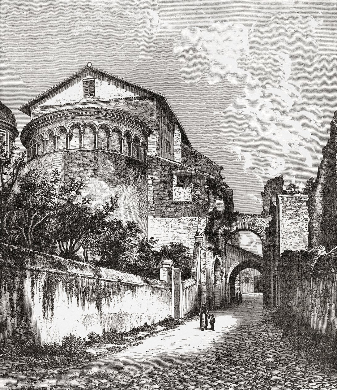 Kirken Santi Giovanni e Paolo, Celian Hill, Rom, Italien i slutningen af det 19. århundrede. Fra Italian Pictures af Rev. Samuel Manning, udgivet ca. 1890. af Reverend Samuel Manning