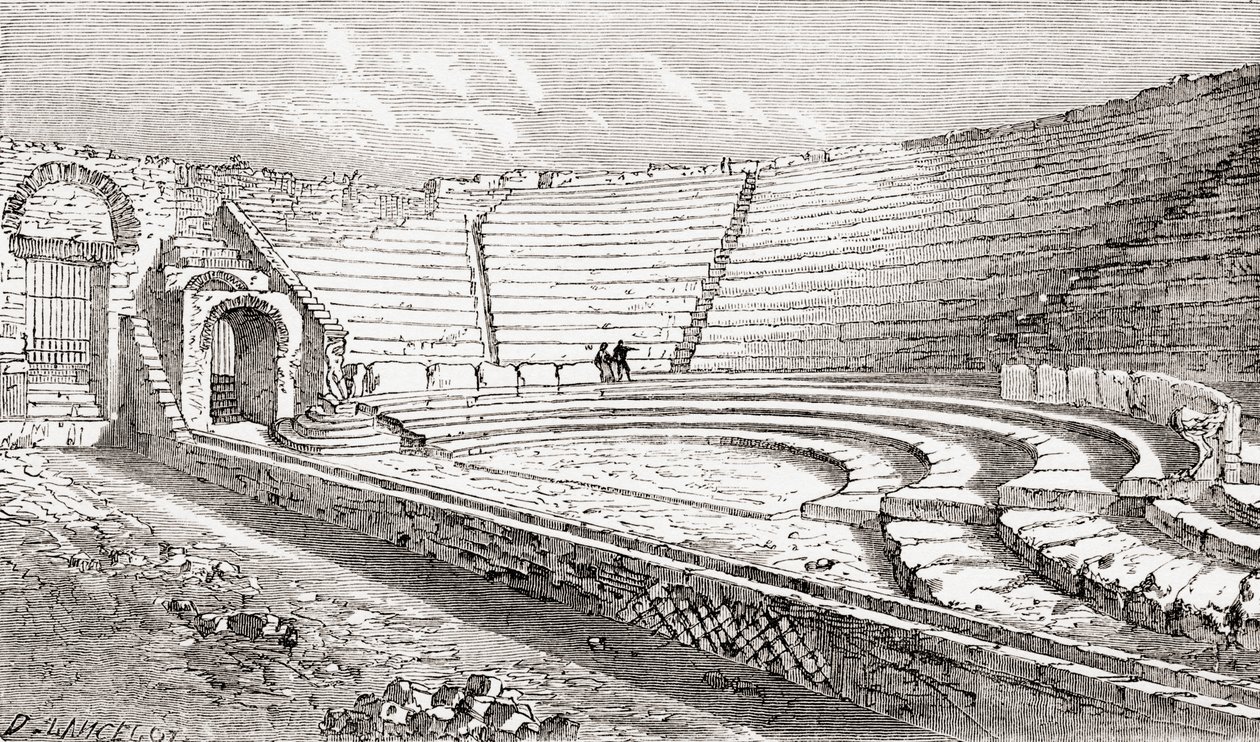 Det lille teater, Pompeji, Napoli, Italien Fra Italian Pictures af Rev. Samuel Manning, udgivet ca. 1890. af Reverend Samuel Manning