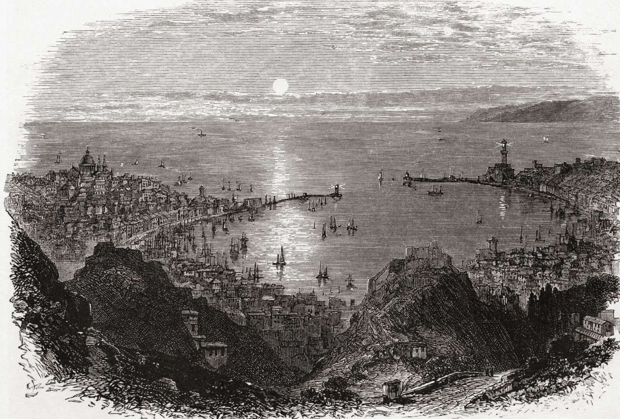 Udsigt over Genova i Norditalien i slutningen af det 19. århundrede. Fra Italian Pictures af Rev. Samuel Manning, udgivet ca. 1890. af Reverend Samuel Manning