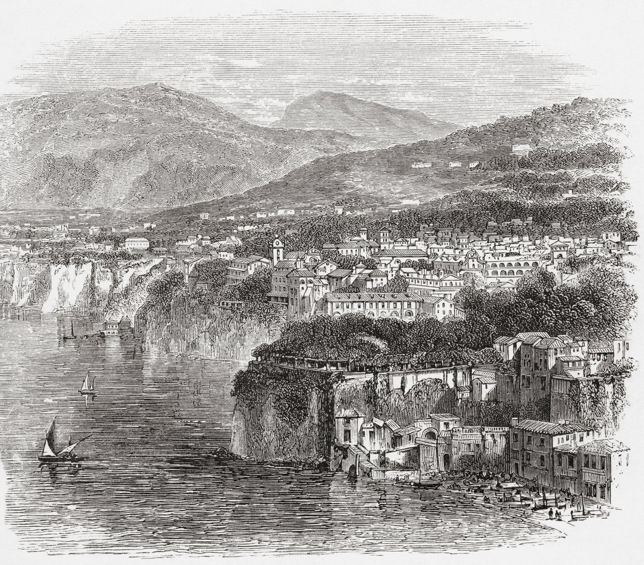 Udsigt over Sorrento, Campania, Syditalien, i slutningen af det 19. århundrede. Fra Italian Pictures af Rev. Samuel Manning, udgivet ca. 1890. af Reverend Samuel Manning
