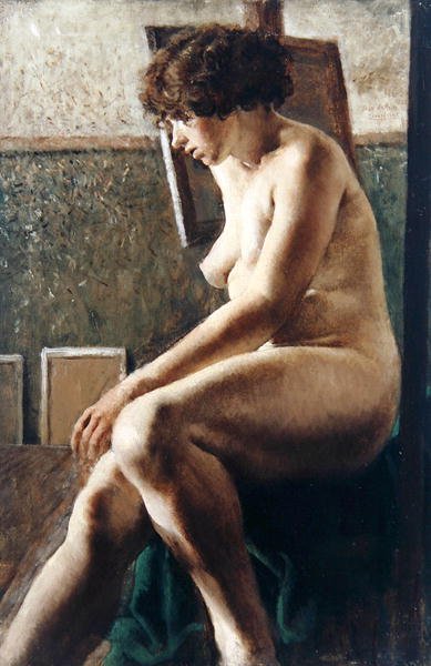Kvindefigur siddende af Rex Whistler