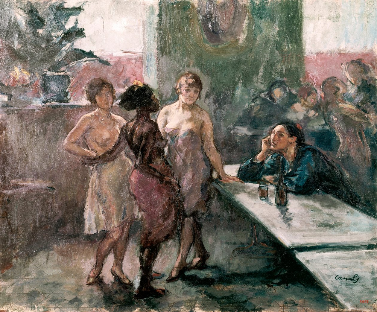 På kroen. Maleri af Ricardo Canals Y Llambi (1876-1931) af Ricardo Canals y Llambi