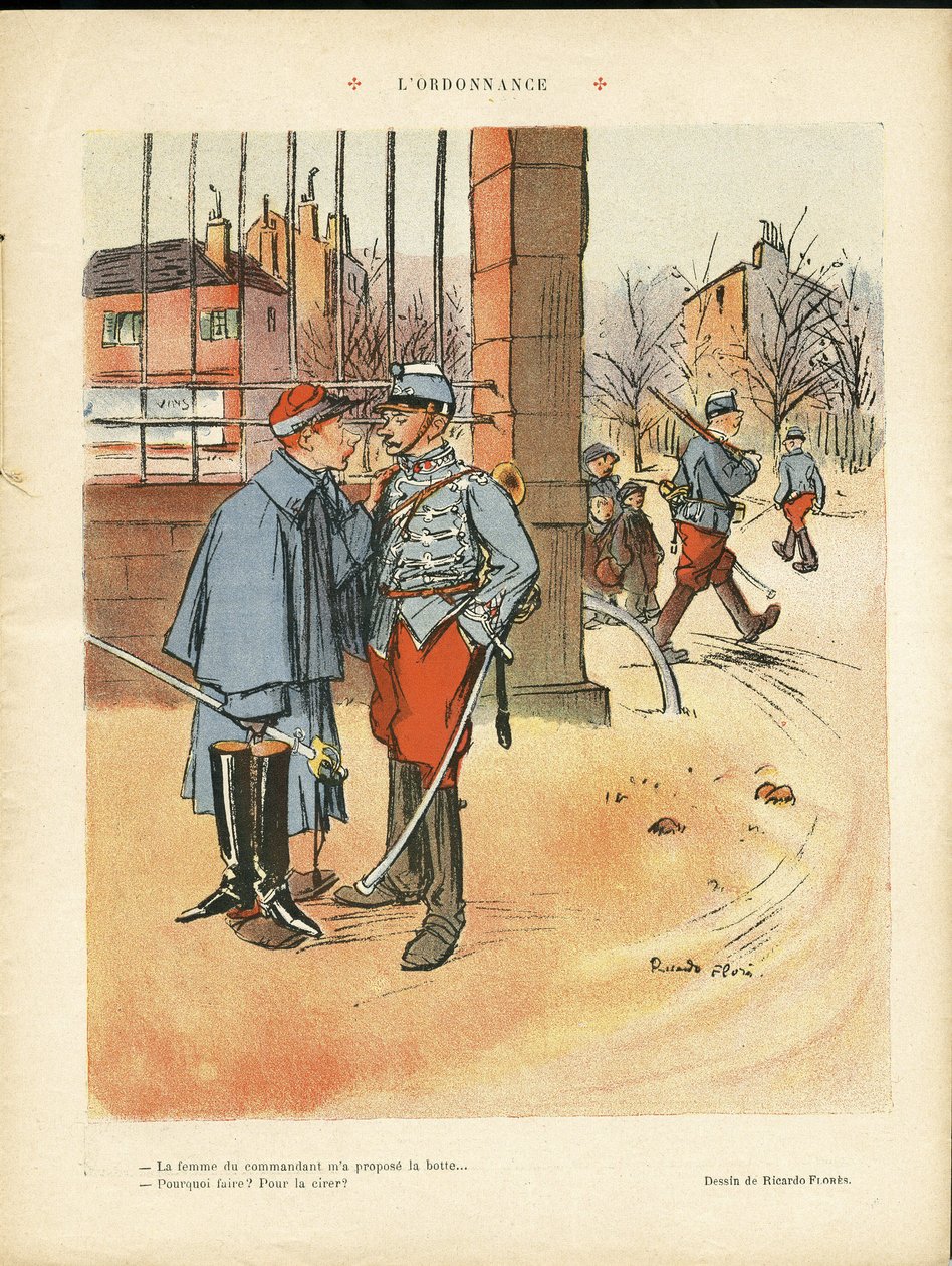 Illustration af Ricardo Flores (1878-1918) i The Rire, 05/06/09 - The Ordinance - Armee, Urban Architecture, Love af Ricardo Flores