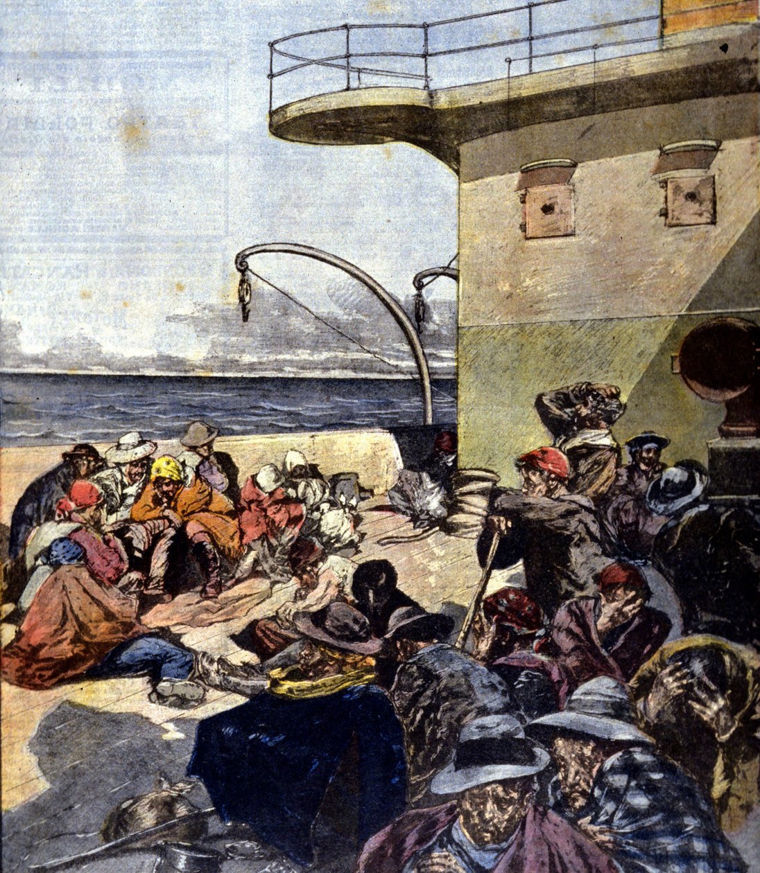 Italiensk emigration til Canada; turen ombord på Lake Megantic blev foretaget under ret vanskelige forhold. Ill. af R. Pellegrini. La Domenica del corriere. 02/06/1901. af Riccardo Pellegrini