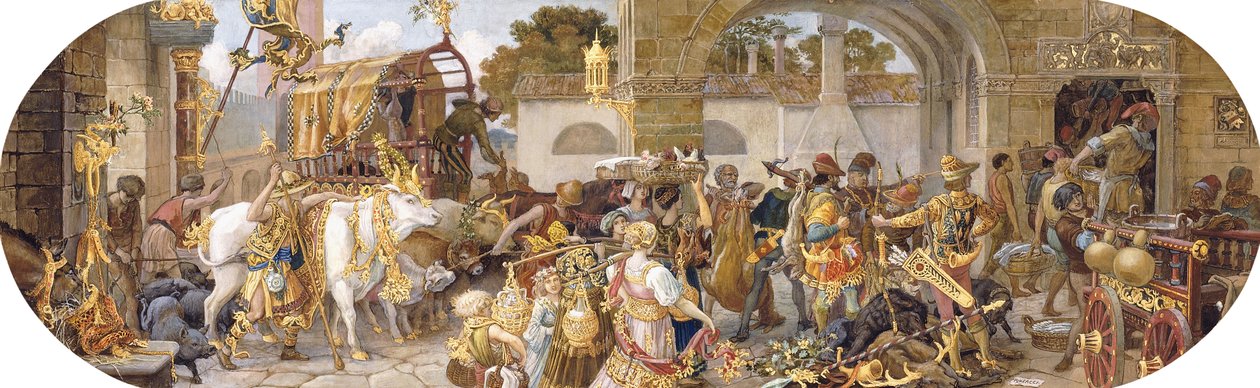 A Florentine Festival: Ankomsten af forsyningerne af Ricciardo Meacci