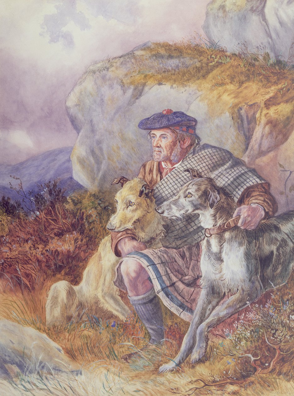 Ghillie and Deerhounds, 1874 af Richard Ansdell
