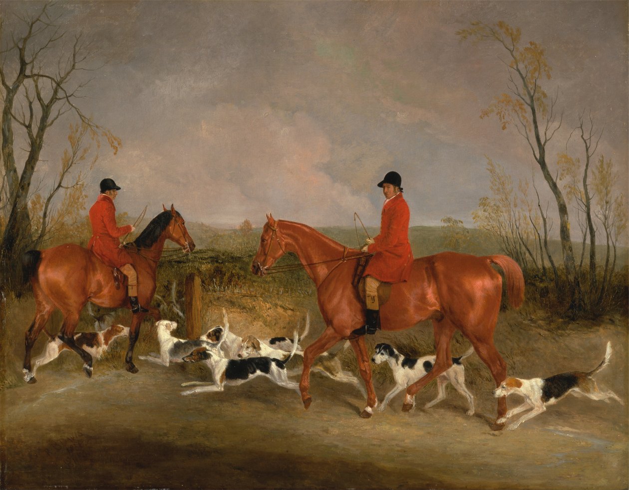 George Mountford, Huntsman to the Quorn og W. Derry, Whipper-In, hos John OGaunts Gorse, nær Mel ... af Richard Barrett Davis