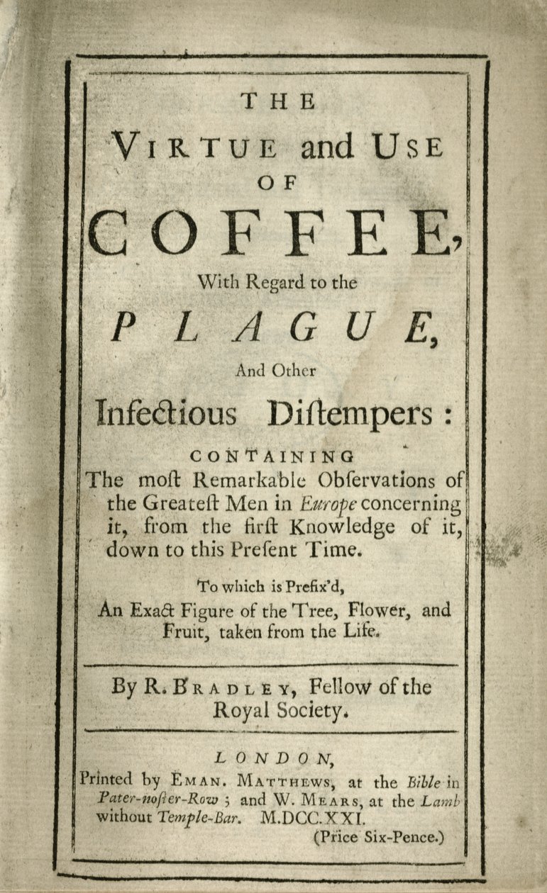 Pamphlet om kaffens dyd og brug, ca. 1721 af Richard Bradley