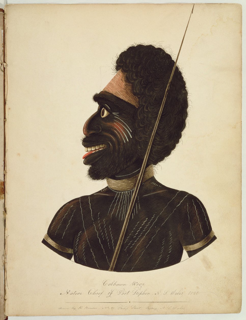 Cobbawn Wogi, indfødt chef for Port Stephen, NSW, 1820 af Richard Browne