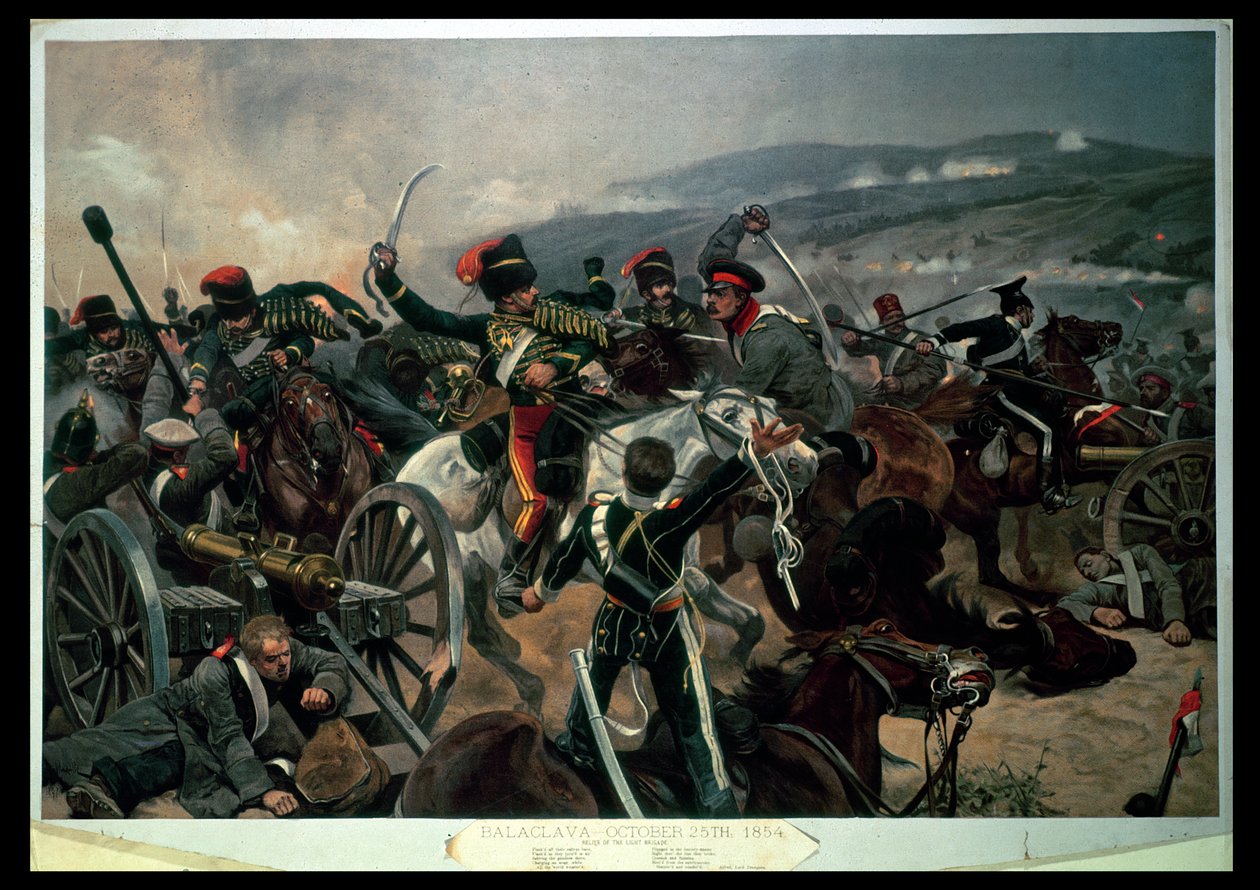 Slaget ved Balaclava, 25. oktober 1854, Relief of the Light Brigade (farvetryk) af Richard Caton Woodville junior