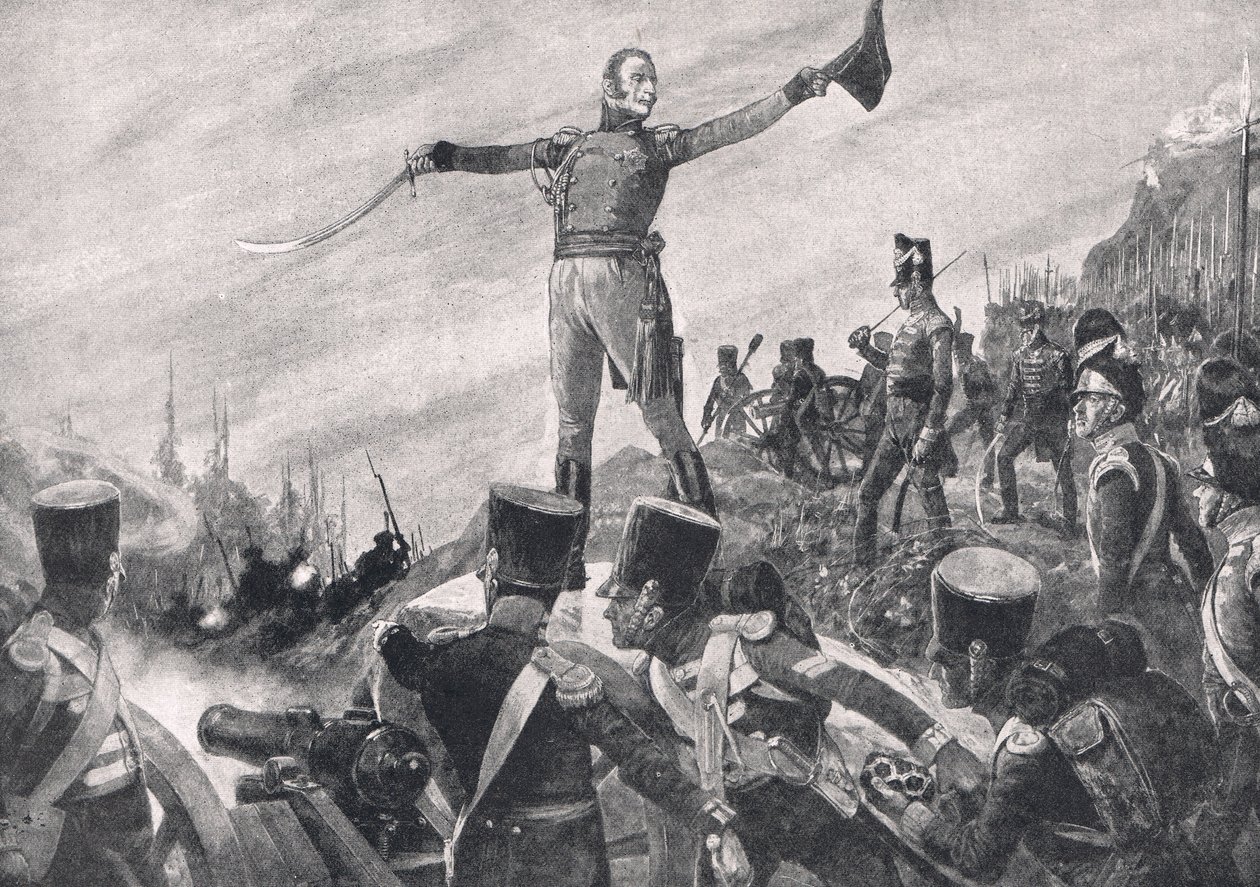 General Crawford giver kommandoen til, at det 43. og 52. regiment skal rykke frem, illustration fra 