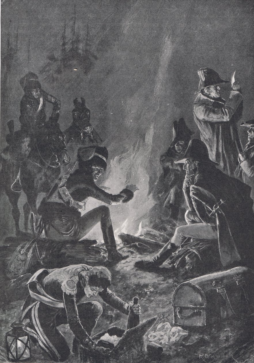 Bivuak før slaget ved Bussaco, illustration fra "British Battles on Land and Sea", udgivet af Cassell, London, ca. 1910 af Richard Caton Woodville junior