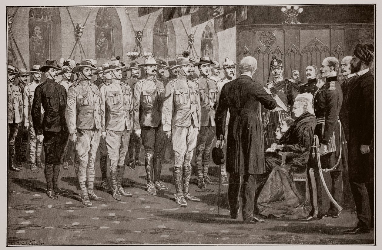 Dronning Victorias inspektion af kolonisoldater ved Windsor Castle, 16. november 1900 af Richard Caton Woodville junior